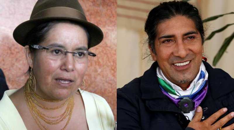 Los dirigentes indígenas, Lourdes Tibán y Yaku Pérez, se pronunciaron en contra de la detención de Leonidas Iza. Foto: Redes sociales