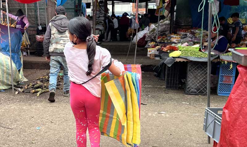 En la feria libre de Cuenca se evidencia que hay más niños dedicados a las ventas ambulantes para ayudar a sus familias. Foto: Lineida Castillo / EL COMERCIO