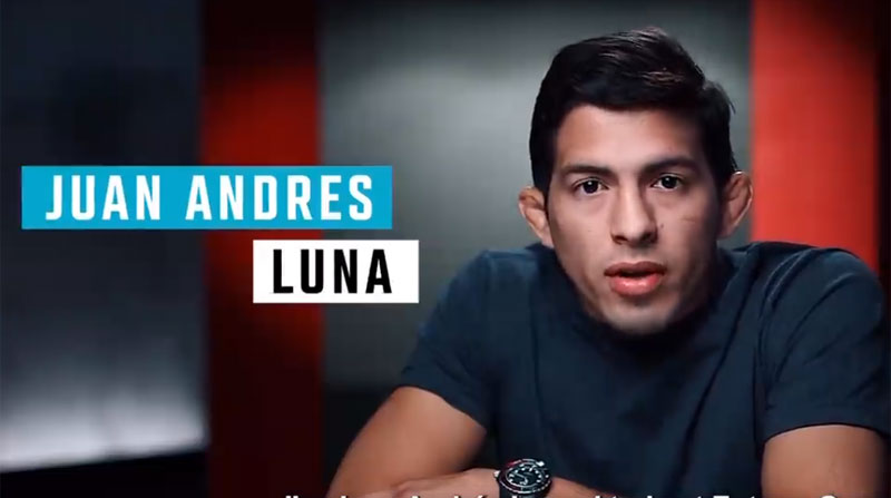 Juan Andrés Luna, luchador ecuatoriano de artes marciales mixtas que busca un lugar en UFC. Foto: captura de pantalla del video de ufcespanol