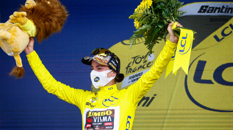 Marianne Vos, ciclista que lidera el Tour de Francia femenino. Foto: Twitter @JumboVismaWomen