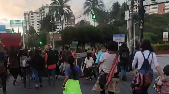 Marcha feminista en contra del racismo recorre las calles de Quito. Foto: Captura
