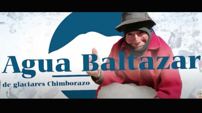 Es la etiqueta que porta la botella de agua Baltazar y que ya se comercializa en el Museo Municipal de Guano. Foto: Captura de video