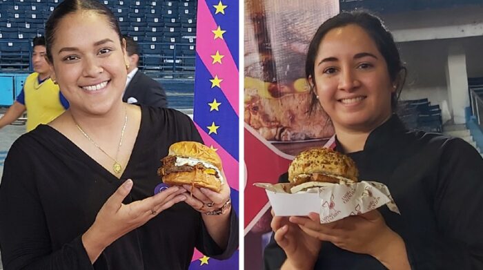 Las hamburguesas Smash (i) y Amor de chanchos (d)  participan en el Burger Show. Foto: Cortesía
