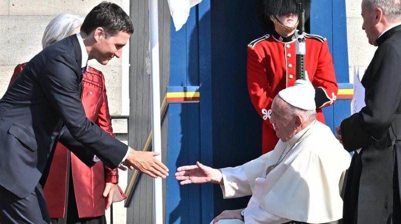 El papa Francisco dio un discurso en Quebec, Canadá. Foto: EFE