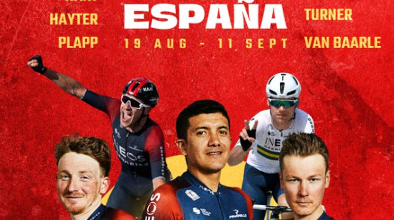 El ciclista ecuatoriano Richard Carapaz encabeza el equipo de Ineos que participará en la Vuelta a España. Foto: Twitter Ineos Grenadiers