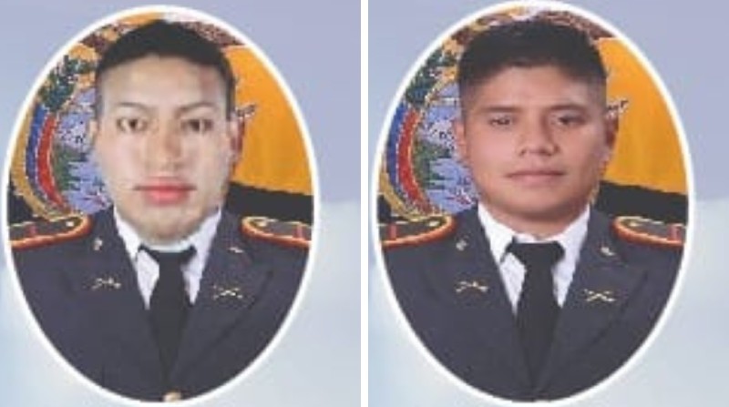 Los soldados Richard Saúl Castro (i) y Jaime Ricardo Padilla (d) murieron atropellados cuando realizaban un control en Carchi. Fotos: Ejército Ecuatoriano