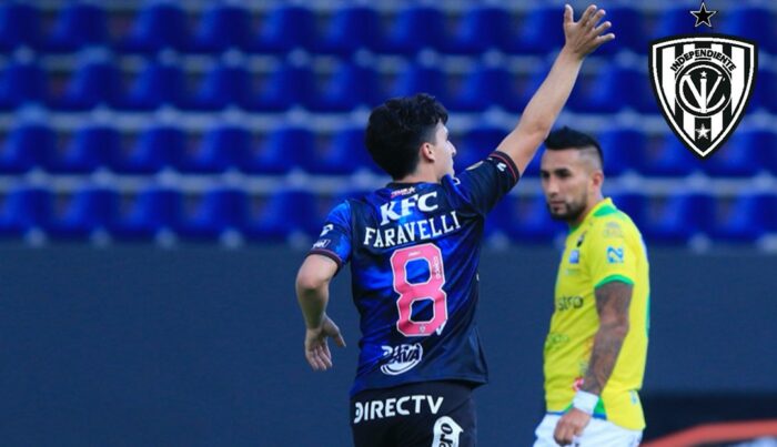 Lorenzo Faravelli anotó los dos goles en el triunfo de Independiente ante Gualaceo. Foto: IDV