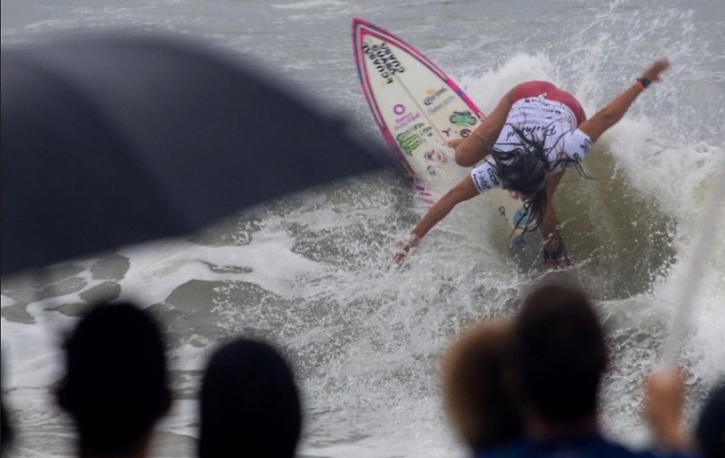 Dominic Barona, durante su participación en el Panamericano de Panamá. Foto: Instagram de la surfista