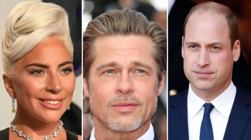 De izquiera a derecha. La cantante Lady Gaga, el actor Brad Pitt, el duque de Cambridge. Foto: Instagram