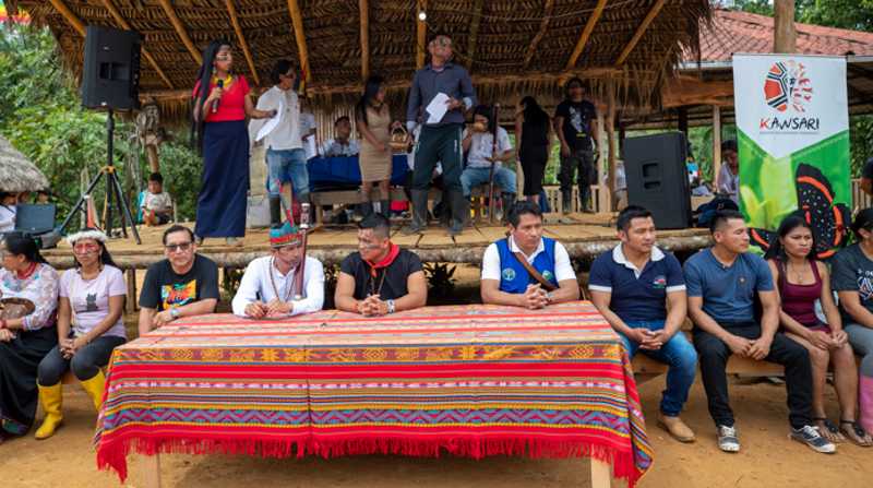 Varias delegaciones de pueblos y nacionalidades se congregaron en la comunidad de Sarayaku. Foto: EFE
