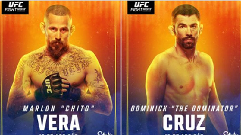 Marlon 'Chito' Vera y Dominick Cruz pelearán en la UFC el 13 de agosto del 2022. Foto: Twitter @UFCEspanol