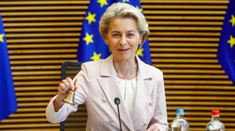 La presidenta de la Comisión Europea, Ursula von der Leyen, en Bruselas. Foto: EFE/ STEPHANIE LECOCQ