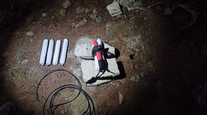 Siete cilindros con explosivos fueron hallados en una vivienda. Foto: Policía Nacional
