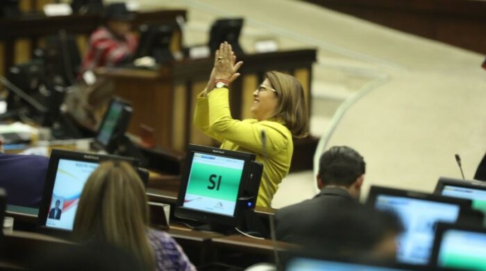 Wilma Andrade de ID, ponente de la ley para reducir el tiempo de pagos a mypes, destacó la norma. Foto: Twitter Asamblea Nacional