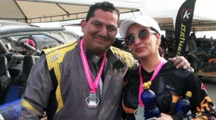 Alfredo Adolfo Abad Espinoza, piloto de competencias rallycross; y su esposa María Gabriela Vargas Giler. Foto: redes sociales
