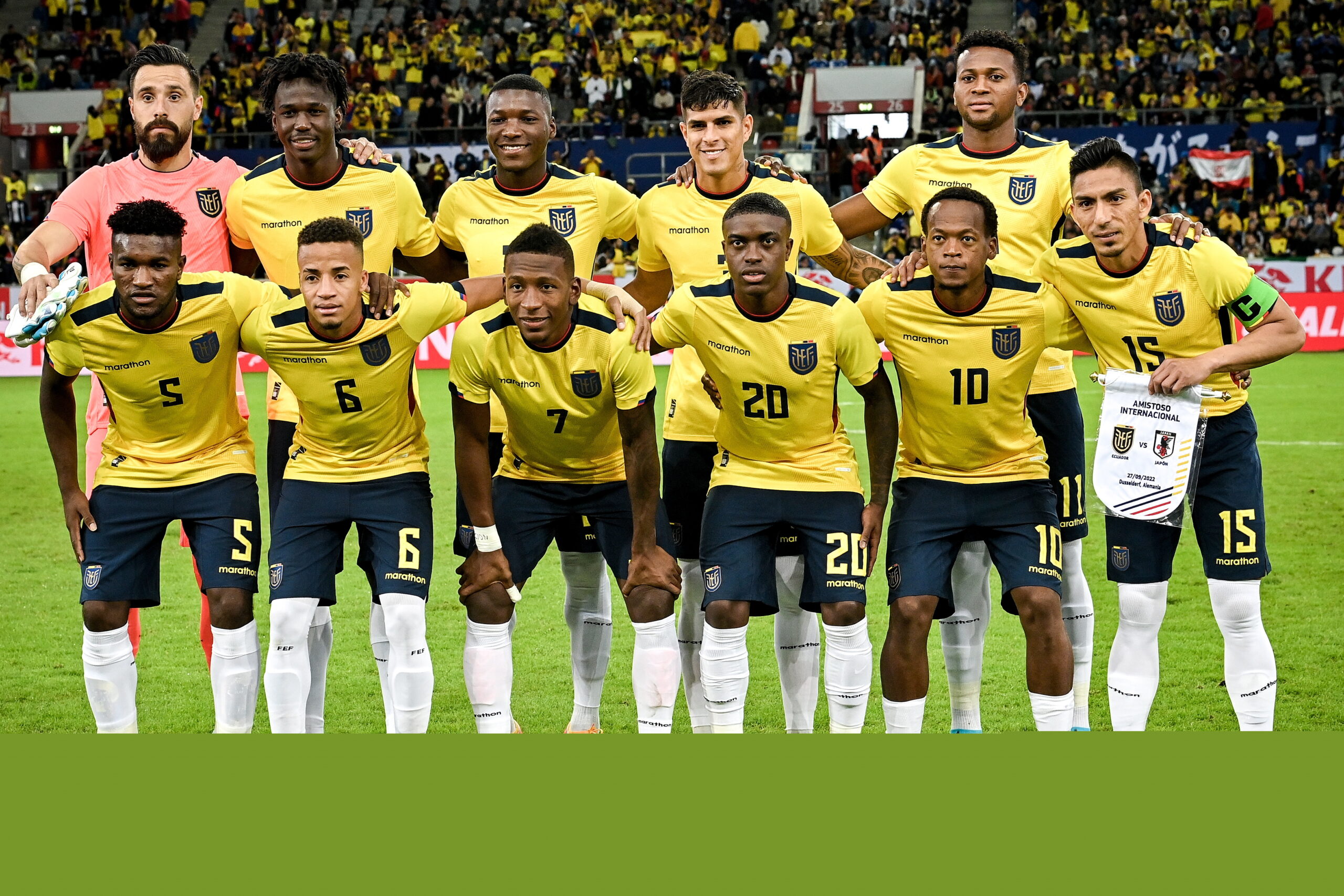 La selección ecuatoriana que disputó el partido ante Japón, en Alemania. Foto: EFE