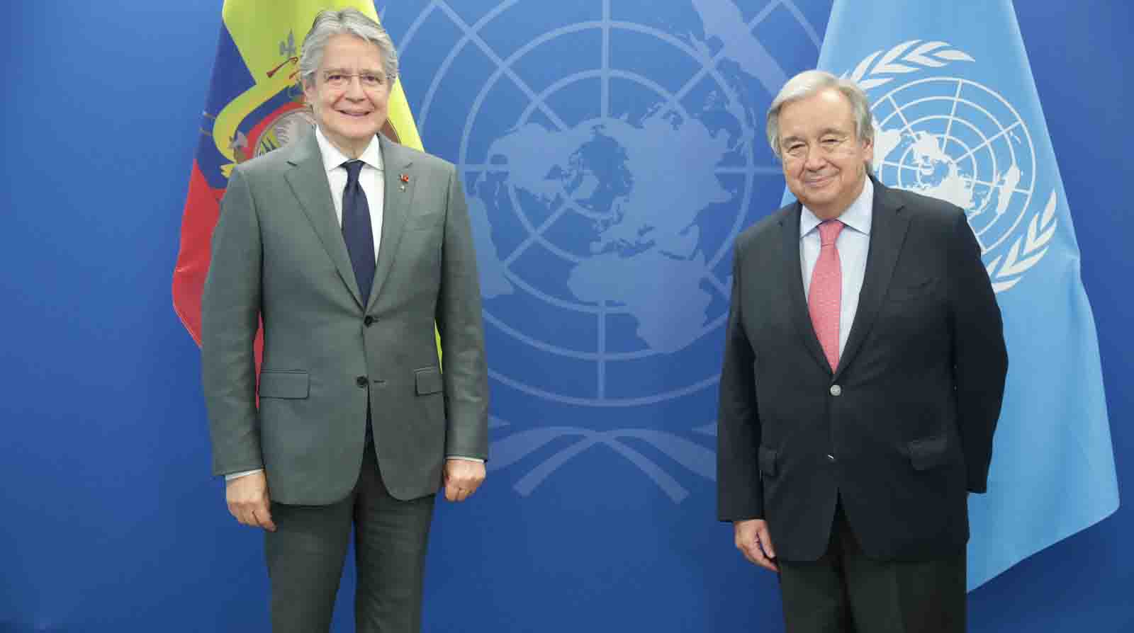 El presidente Guillermo Lasso mantuvo una primera reunión con el secretario General de la ONU, António Guterres. Foto: Twitter