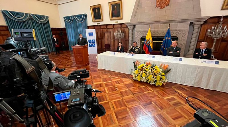 La Cancillería ecuatoriana recordó que este programa de cooperación surgió tras las conversaciones mantenidas por ambas partes en la llamada 'Primera Mesa Técnica de Seguridad'. Foto: Cancillería