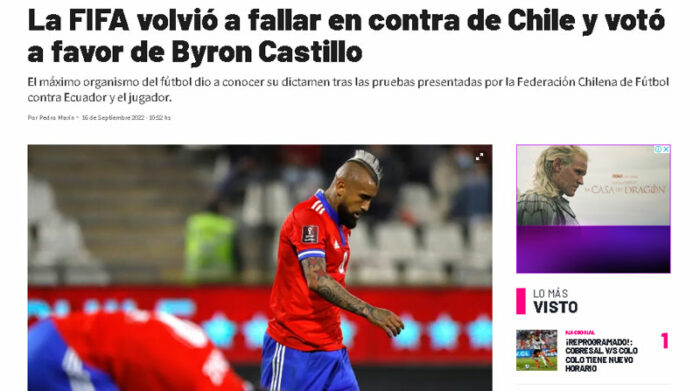 El portal TNT Sports habló del fallo contra Chile. Foto: Captura de pantalla