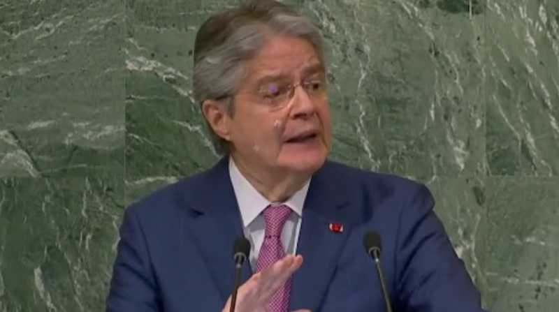 El presidente Guillermo Lasso intervino este miércoles en la 77ª Asamblea General de las Naciones Unidas (ONU). Foto: Captura de video