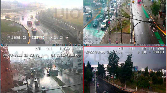 La lluvia se registró según el ECU 911 en el norte de Quito, aunque usuarios también reportan precipitaciones en el centro y sur de la capital. Foto: ECU 911 Quito