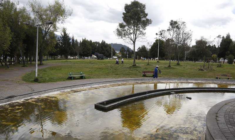 El agua de la pileta del parque La Raya, sur de Quito, está amarillenta y emana olores nauseabundos. Foto: Diego Pallero / EL COMERCIO