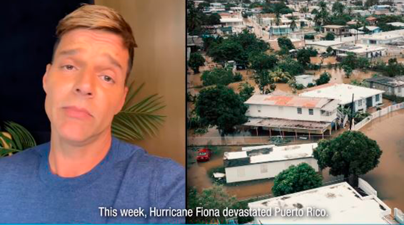 Ricky Martin solicitó donaciones para mitigar los daños de las comunidades damnificadas tras el paso de Fiona por la isla. Foto: Captura