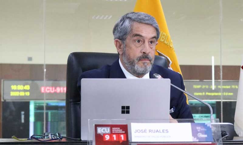 José Ruales, ministro de Salud, durante la presentación del informe epidemiológico el 13 de septiembre del 2022. Foto: ECU 911