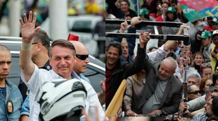 Los candidatos Jair Bolsonaro y Lula da Silva disputan votos, previo a las elecciones de presidente en Brasil. Foto: EFE
