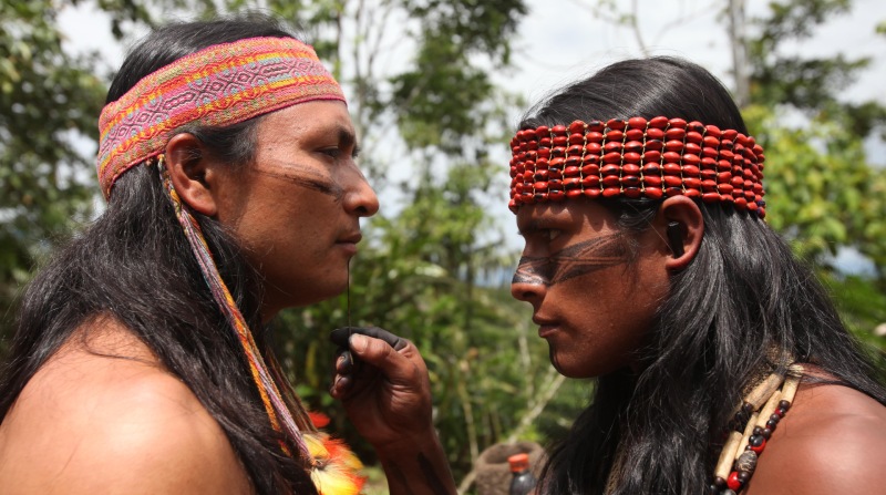 Indígenas Shuar realizan anualmente un ritual en honor a la ayahuasca en la comunidad de Tawasap, cerca de Palora. Foto: Vicente Costales / EL COMERCIO.