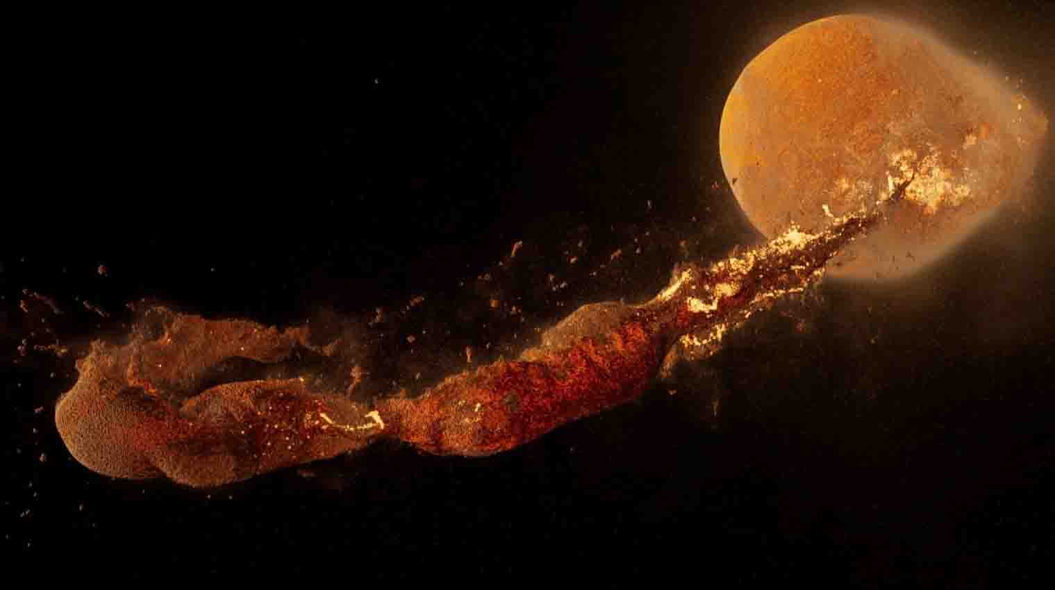 Efectos de formación lunar tras el impacto gigante en la Tierra. Foto: Europa Press