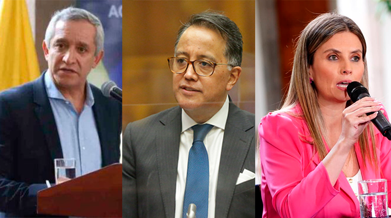 La solicitud contra Carrillo, Ordóñez y Flores fue presentada el 29 de septiembre. Fotos: Ministerio del Interior / Flickr Asamblea / Twitter Paola Flores