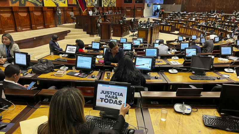 Sesión del Pleno de la Asamblea Nacional, para tratar la creación de una comisión que investigue el femicidio de María Belén Bernal. Foto: Patricio Terán / EL COMERCIO.