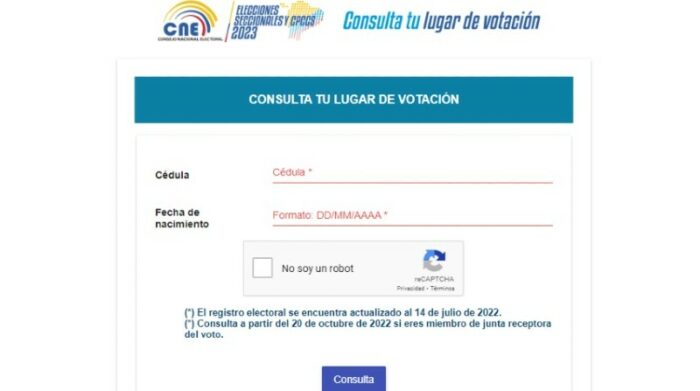 Una fotografía de la plataforma donde se puede verificar si un ciudadano es o no miembro de una junta receptora del voto. Foto: Captura