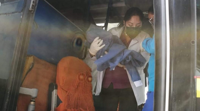 Una mujer se puso de labor de parto en medio de un recorrido en un bus de una cooperativa. Foto: Twitter @MinMedio