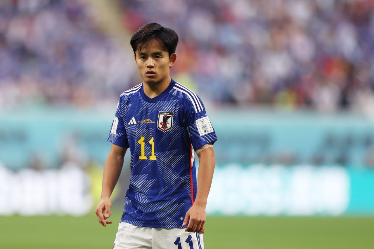 Takefusa Kubo durante el partido entre Japón y Alemania del Mundial de Qatar. Foto: Twitter @fifaworldcup