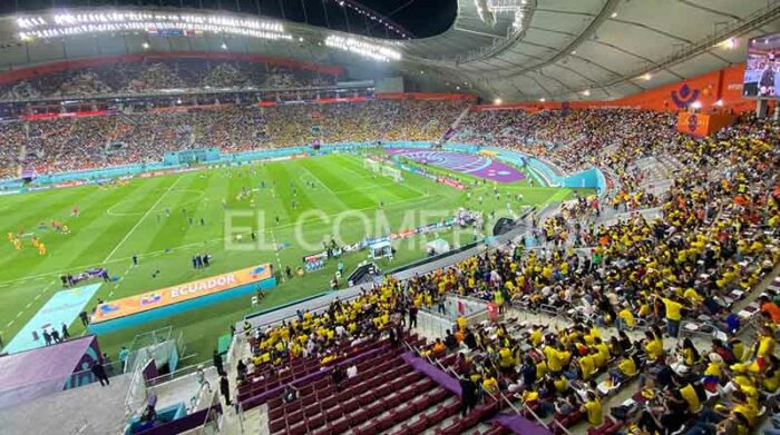 A escasos minutos de que empiece el partido entre la Selección de Ecuador y Países Bajos, el estadio Internacional Khalifa, se divisan muchos espacios, que pareciera que no se llenará el escenario, que se encuentra en Doha. Foto: María José Aguilar / EL COMERCIO