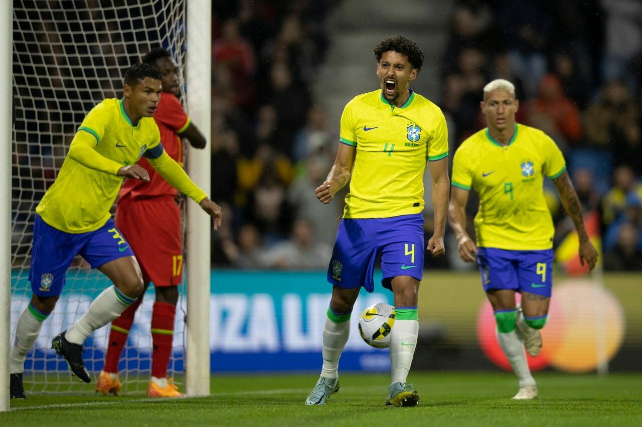 Marquinhos celebra un gol con la Selección de Brasil. Foto: Twitter CBF_Futebol