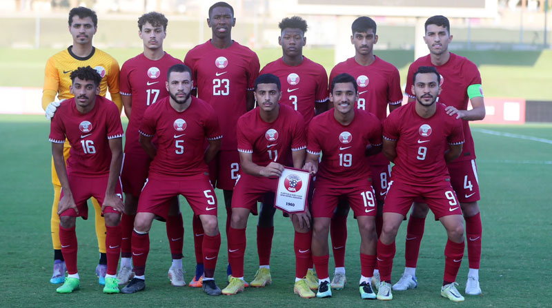 Jugadores de la selección de Qatar. Foto: @QFA_EN