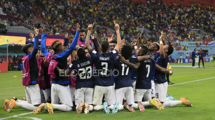 Jugadores de Ecuador festejan durante el partido ante Países Bajos en el Mundial Qatar 2022. Foto: Diego Pallero / EL COMERCIO