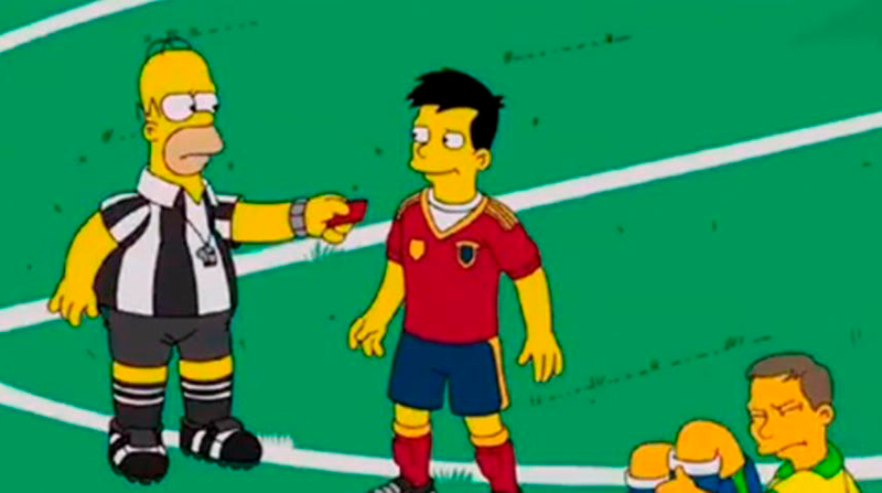 Capítulo de 'Los Simpson' en el que aparecen las selecciones de España y Brasil. Foto: Twitter Los Simpson