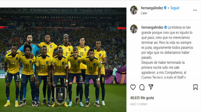 Hernán Galíndez expresó su tristeza por la eliminación de la Selección de Ecuador ante Senegal. Foto: Captura de pantalla