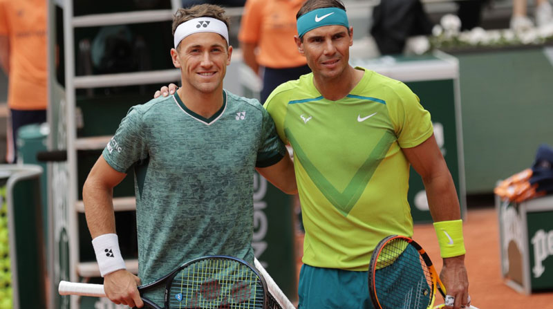Casper Ruud y Rafael Nadal en la final de Roland Garros 2022 Foto: Dino García