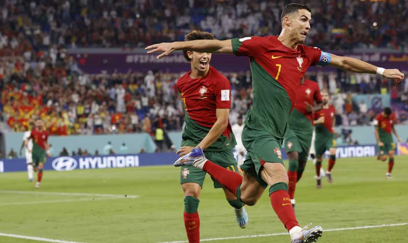 Cristiano Ronaldo festeja su gol con Portugal ante Ghana en el Mundial de Qatar 2022. Foto: EFE