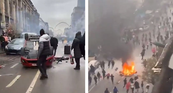 En redes sociales circularon imágenes de los hechos de violencia de los fanáticos, en el centro de Bruselas. Foto: Captura de pantalla