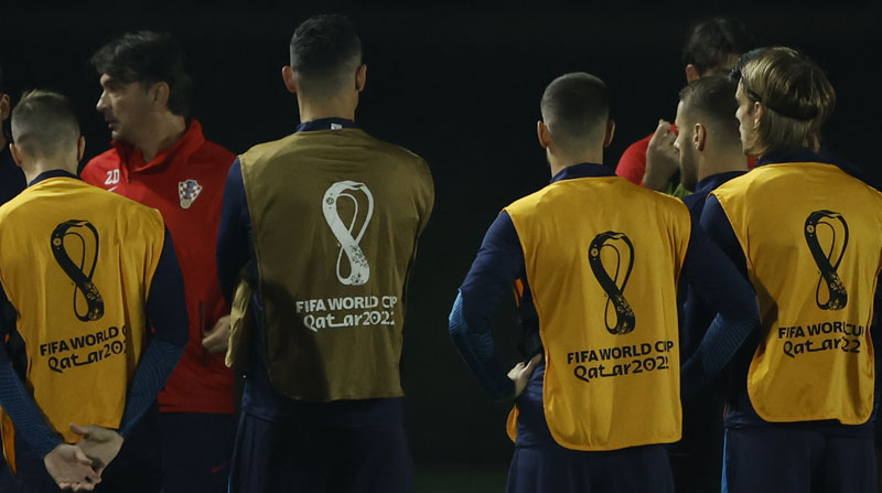 Jugadores de Croacia durante el entrenamiento del 12 de diciembre del 2022 en Doha, Qatar, para preparar el partido de semifinales del Mundial de Fútbol Qatar 2022 que disputarán ante Argentina. Foto: EFE