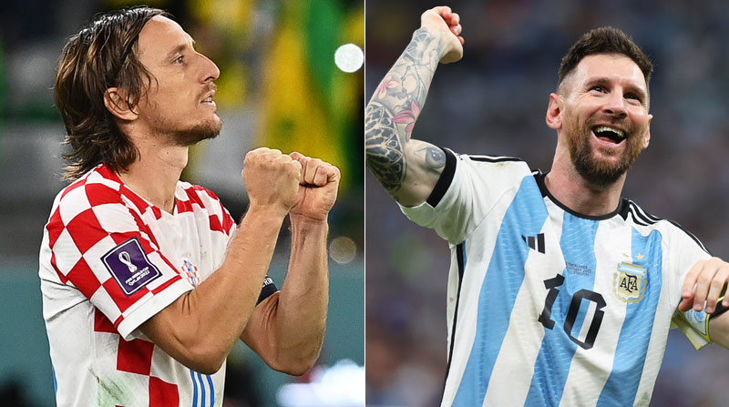 Luka Modric, de Croacia, y Lionel Messi, de Argentina. Son dos de las grandes figuras de sus equipos que jugarán la semifinal del Mundial Qatar 2022. Fotos: EFE