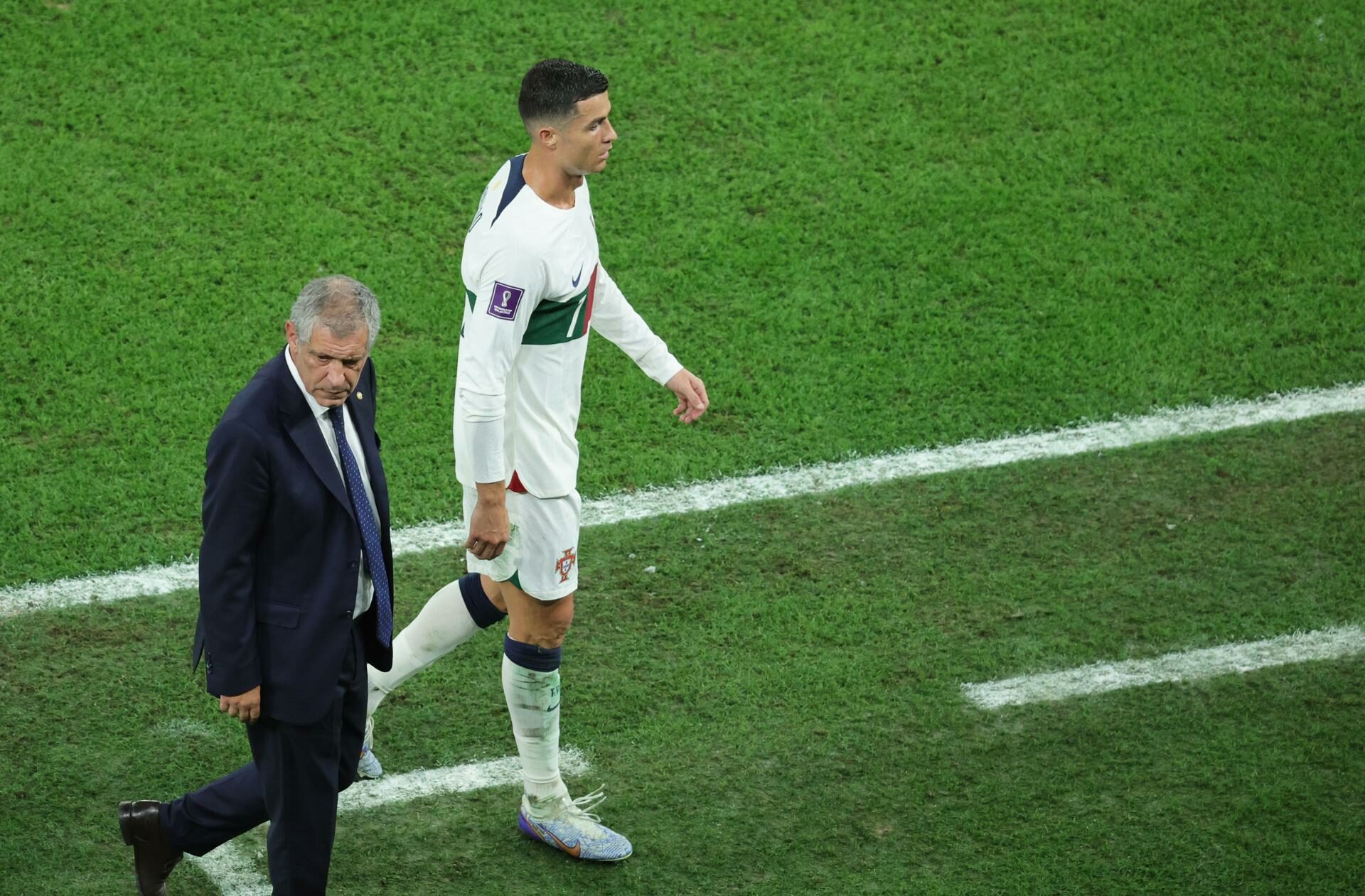 Cristiano Ronaldo al abandonar el terreno de juego en el duelo de Portugal ante Corea del Sur. Foto: Agencia EFE