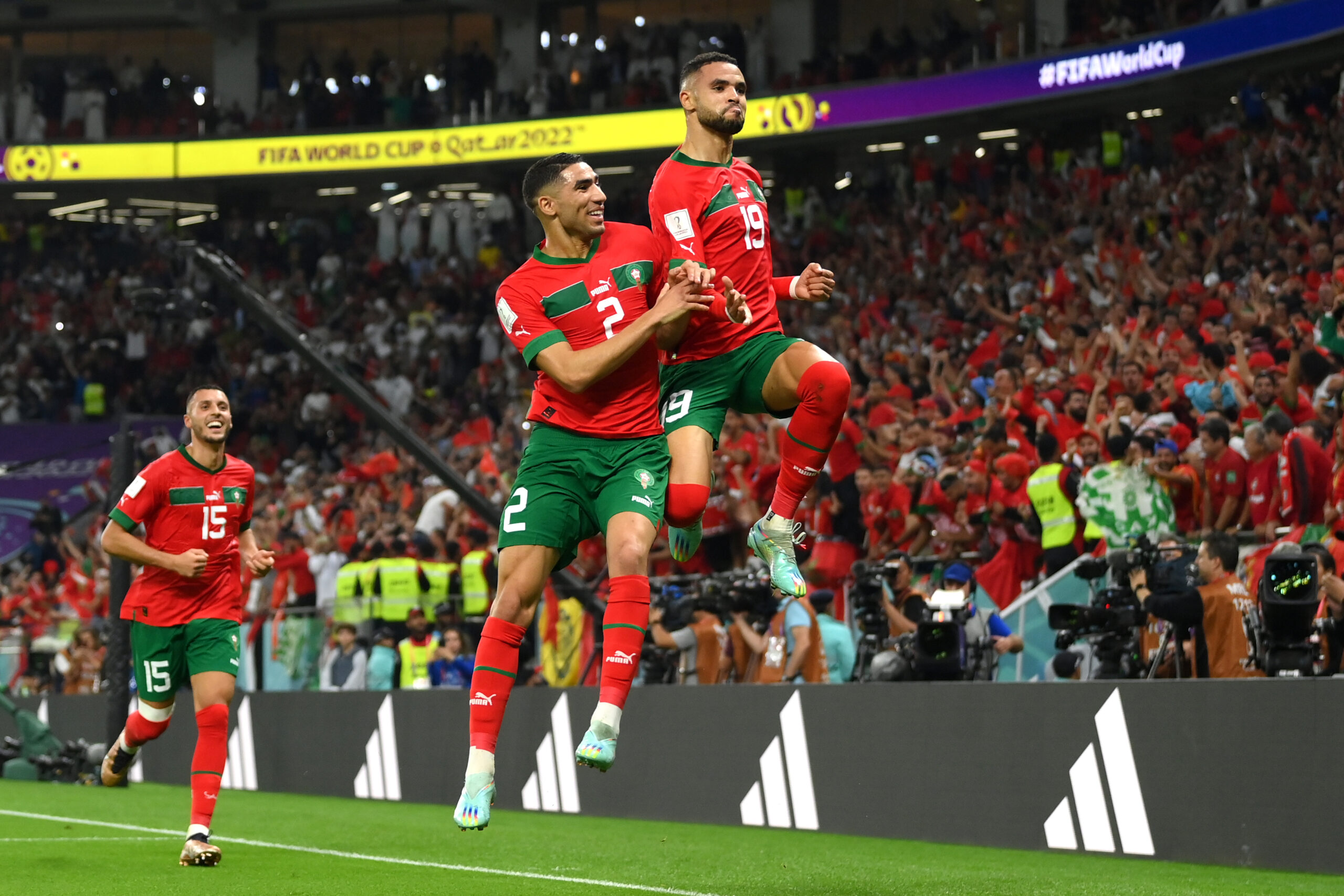 Youssef En-Nesyri festeja su gol ante Portugal en el Mundial Qatar 2022. Foto: Twitter @FIFAWorldCup.