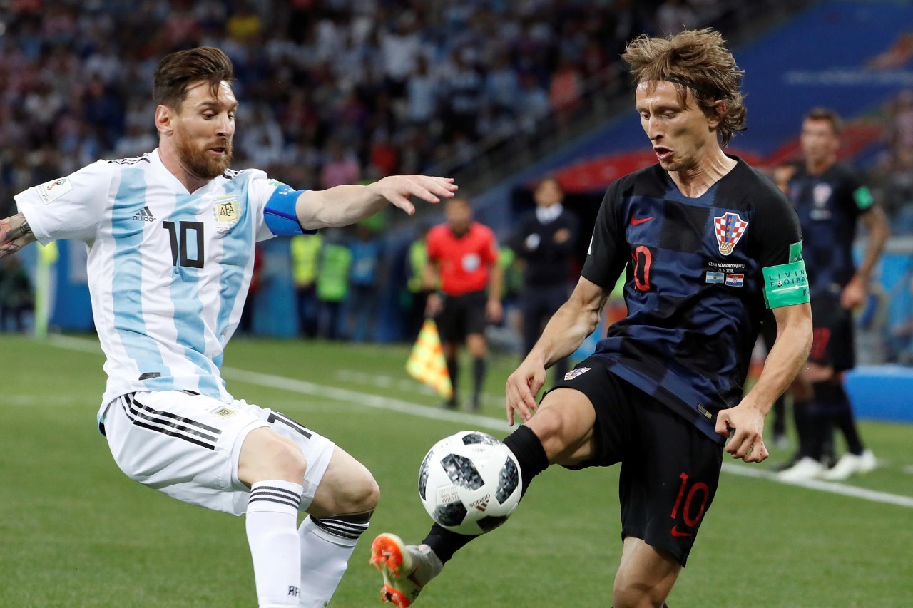 Lionel Messi y Luka Modric en el enfrentamiento entre Argentina y Croacia en el Mundial Rusia 2018. Foto: EFE.